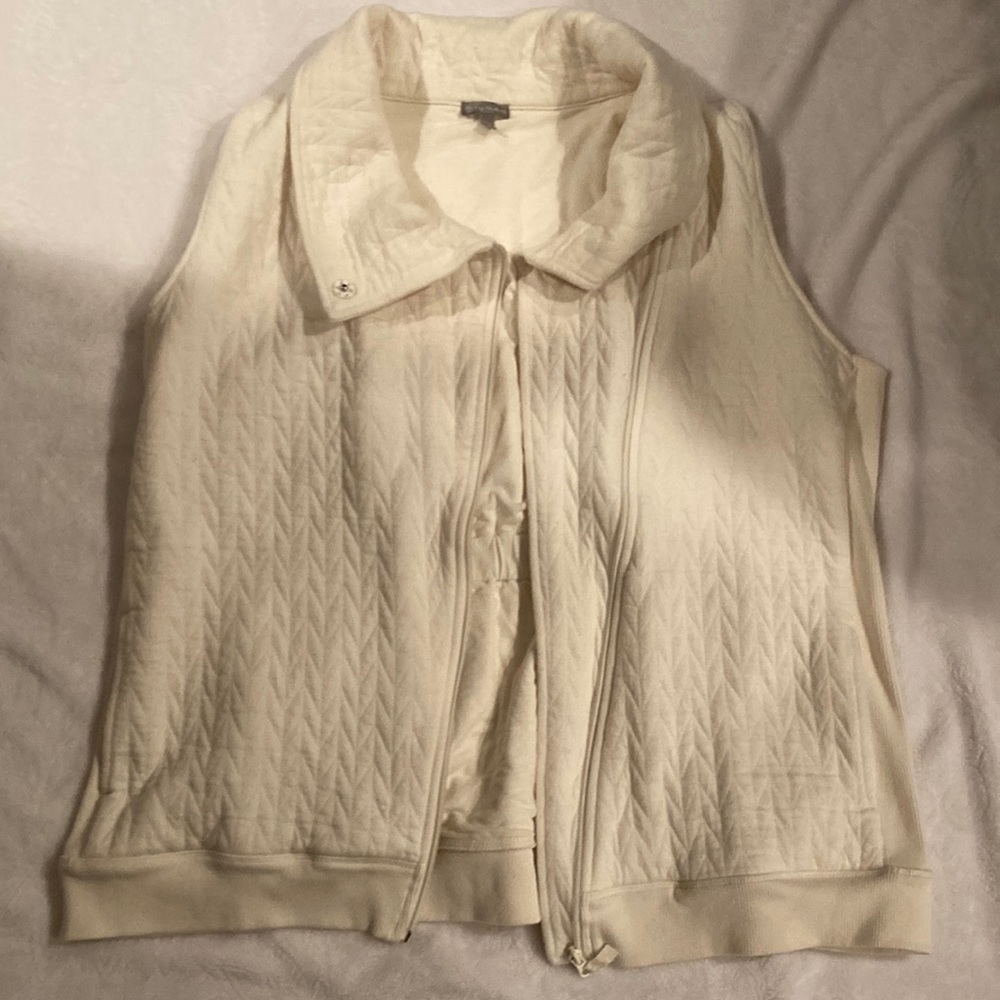 Talbots Cream Cotton Knit Sweater Vest 2X